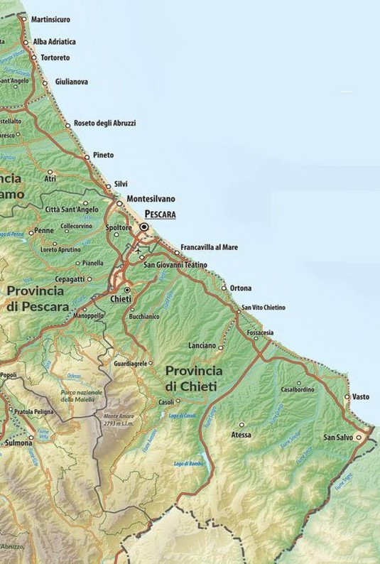 La costa abruzzese nel mare Adriatico